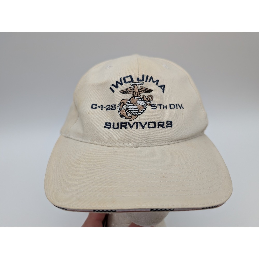 Katin Iwo Jima Survivors C-1-28 5th Div Cream Strapback Baseball Cap Hat
